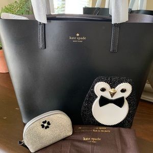 NWT Kate Spade Clifton Lane Little Len Leather Penguin Tote